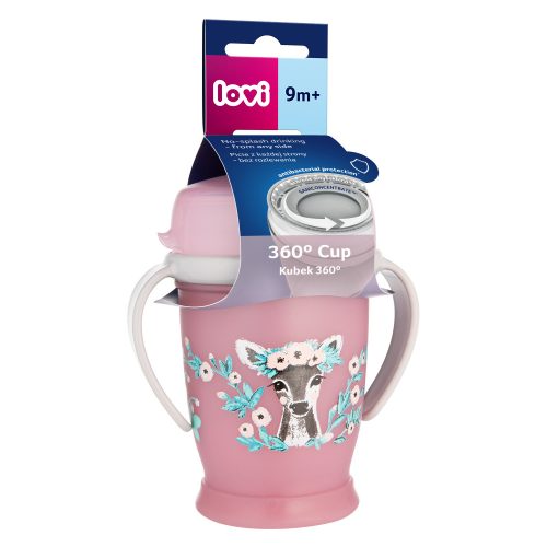 LOVI 360° itatópohár WILD SOUL 9hó+ 250ml-Rózsaszín