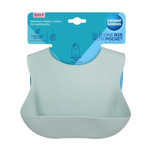 Canpol babies Szilikon előke zsebbel -zöld