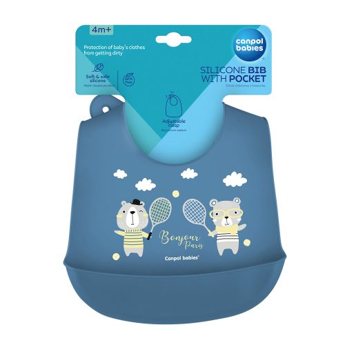 Canpol babies Szilikon előke zsebbel BONJOUR PARIS-Kék