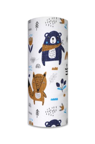 Színes mintás textil pelenka 70x80 cm-Erdei állatok nagy kék