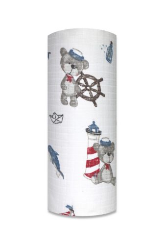 Színes mintás textil pelenka 70x80 cm-Medve kapitány