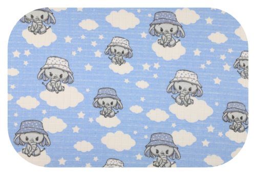 Színes mintás textil pelenka 70x80 cm- Kék elefánt kalapban 