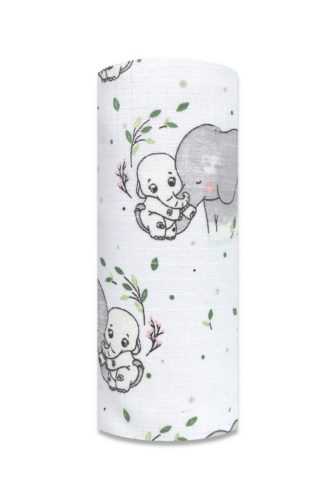Színes mintás textil pelenka 70x80 cm-Szürke elefánt