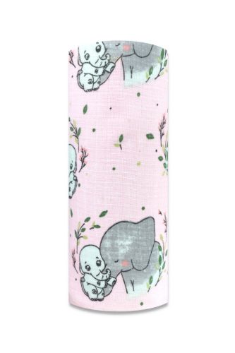 Színes mintás textil pelenka 70x80 cm-Rózsaszín elefánt