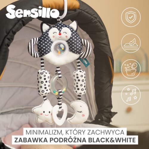Sensillo plüss utazójáték black&white-Elefánt