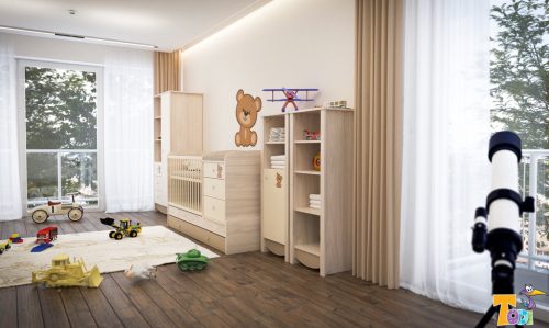 Teddy - keskeny nyitott polcos szekrény (140 cm magas)