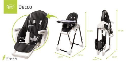 4BABY Decco etetőszék - Black