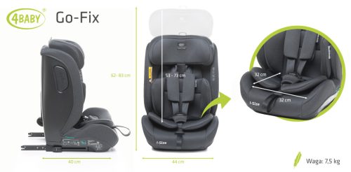 4Baby Go-fix i-Size 76-150cm biztonsági gyerekülés-Graphite