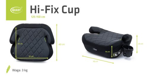 4BABY HI-Fix Cup i-Size (125-150 cm) autós ülésmagasító-Graphite