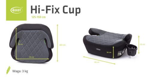 4BABY HI-Fix Cup i-Size (125-150 cm) autós ülésmagasító-Grey