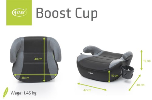 4BABY Boost cup I-Size(125-150 cm) autós ülésmagasító -Grey