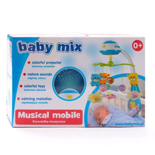 Baby Mix zenélő forgó  éjszakai fénnyel-Szürke